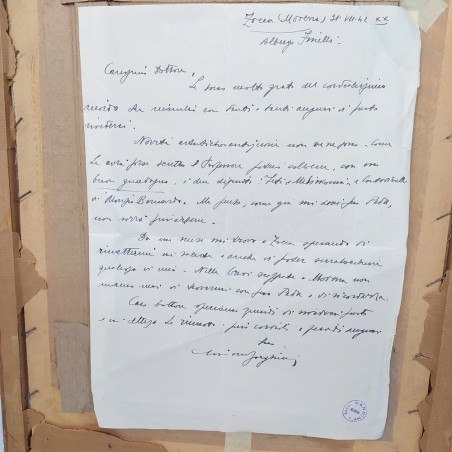 Giovanni FORGHIERI quadro olio su tela con lettera al verso
