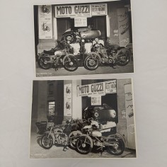 Coppia fotografie b/n 24x18 MOTO GUZZI Fiera di Lugo 1956
