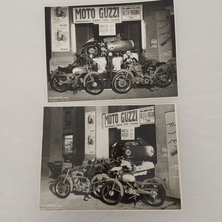 Coppia fotografie b/n 24x18 MOTO GUZZI Fiera di Lugo 1956