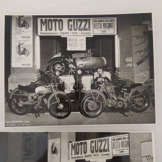 Coppia fotografie b/n 24x18 MOTO GUZZI Fiera di Lugo 1956 2