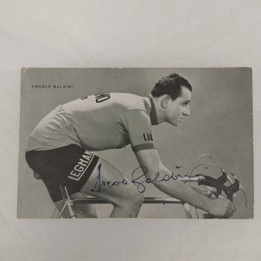 ERCOLE BALDINI cartolina pubblicitaria con autografo originale a penna