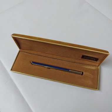 AURORA penna biro fusto in lacca blu e metallo dorato anni 70
