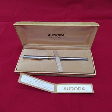 AURORA penna stilografica vintage anni 80 fusto acciaio clip dorata