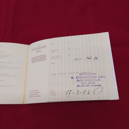 JAEGER LE COULTURE libretto garanzia internazionale 1981
