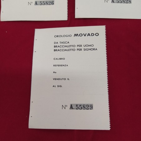 MOVADO lotto di 4 garanzie orologi non compilate