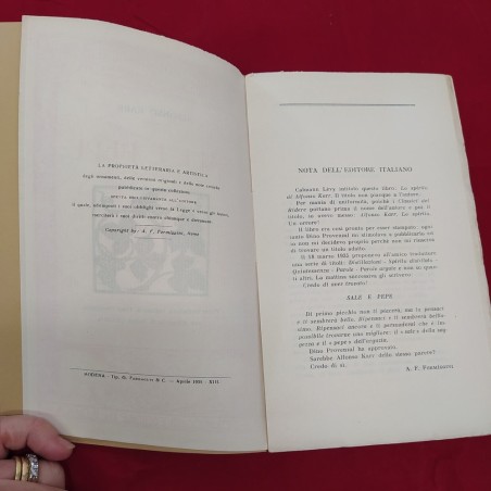 Alfonso Karr libro SALE e PEPE 1935 prima traduzione italiana FORMIGGINI ed.