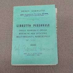 REGIO ESERCITO libretto degli assegni e delle ritenute per ufficiali n° 677
