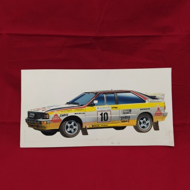 Disegno colorato AUDI A4 1982 livrea rally 297x152 mm