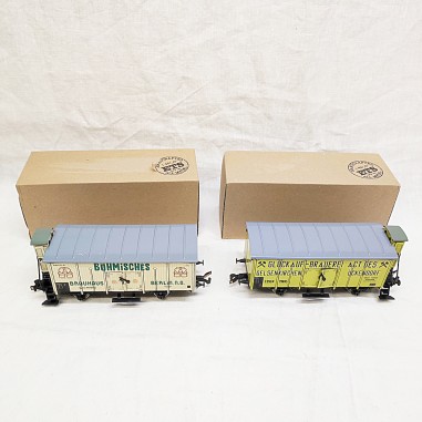 ETS lotto di due carri con garitta trasporto birra Scala 0 box originali