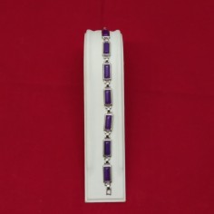 Bracciale in acciaio con pietre viola lunghezza 18 cm