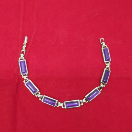 Bracciale in acciaio con pietre viola lunghezza 18 cm