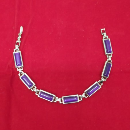 Bracciale in acciaio con pietre viola lunghezza 18 cm