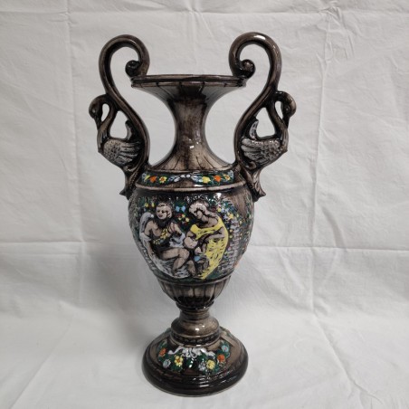 Vaso policromo Ceramica Titano San Marino h 42 cm