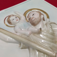 Formella in ceramica 28x39 cm San Cristoforo con il Bambino Gesù 2