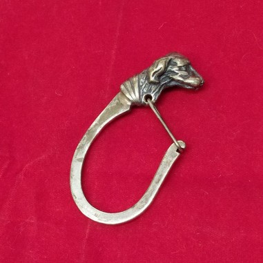 Portachiavi ad anello in argento con testa di cane 13,9 gr