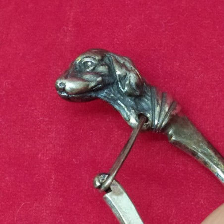 Portachiavi ad anello in argento con testa di cane 13,9 gr