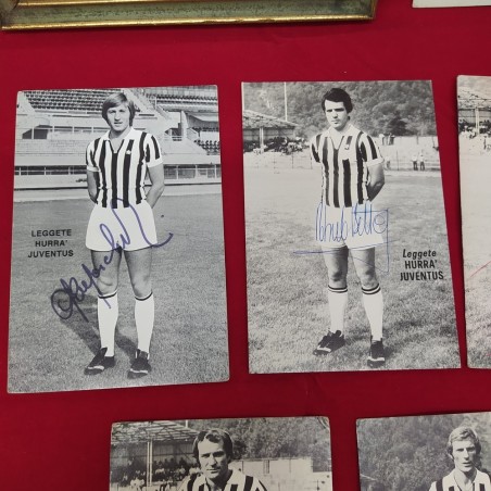 Lotto di 7 fotografie o cartoline giocatori Juventus autografate