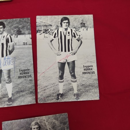 Lotto di 7 fotografie o cartoline giocatori Juventus autografate