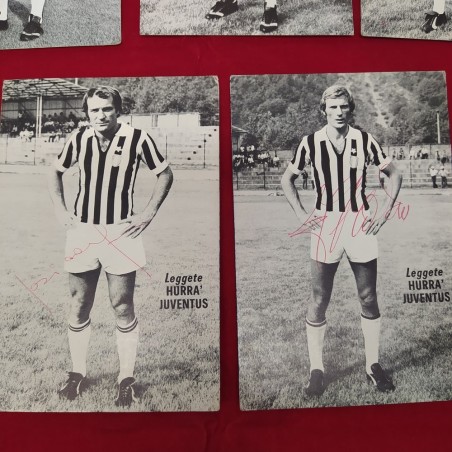 Lotto di 7 fotografie o cartoline giocatori Juventus autografate