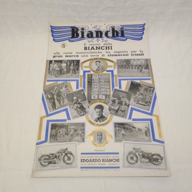 EDOARDO BIANCHI poster: Ritorno alle corse motociclistiche 1934