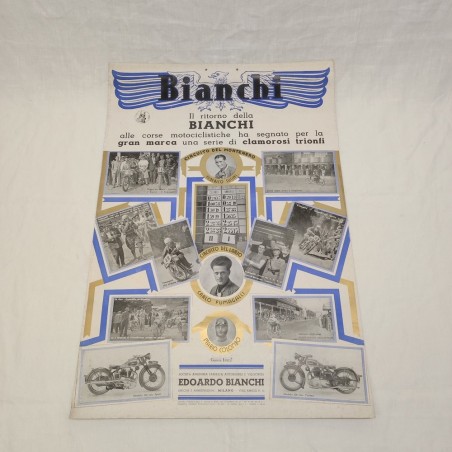 EDOARDO BIANCHI poster: Ritorno alle corse motociclistiche 1934