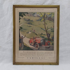 Pagina di rivista incorniciata pubblicità CADILLAC March 1928
