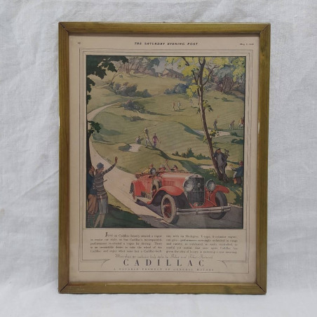 Pagina di rivista incorniciata pubblicità CADILLAC March 1928