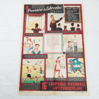Poster originale 50x70 cm 16° CAMPAGNA PREVENZIONE TUBERCOLOSI 1953