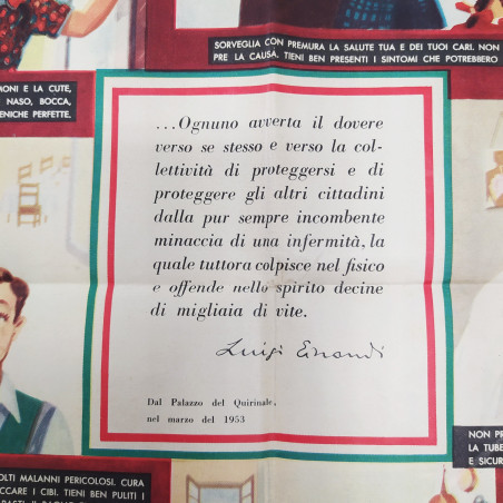 Poster originale 50x70 cm 16° CAMPAGNA PREVENZIONE TUBERCOLOSI 1953