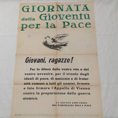 Poster originale GORNATA DELLA GIOVENTU' PER LA PACE 1955 85x58 cm