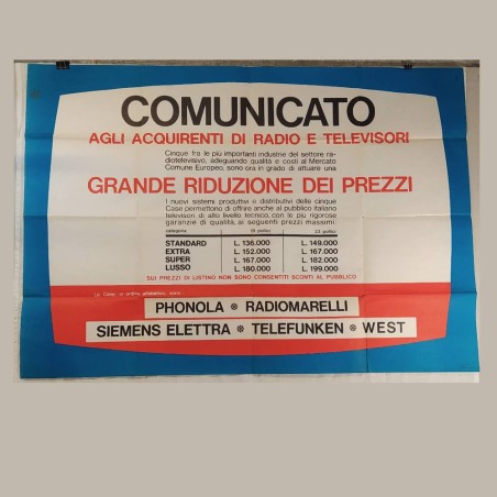 PHONOLA RADIOMARELLI SIEMENS TELEFUNKEN WEST comunicazione riduzione prezzi