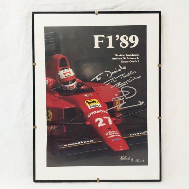Fotografia con autografo originale Nigel Mansell F1 '89 cornice 30x40 cm