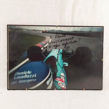 IVAN CAPELLI Fotografia da camera car Formula 1 con autografo e dedica