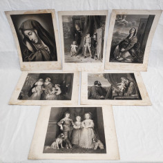 Lotto di 6 stampe incisoni FROM THE PICTURE IN THE ROYAL COLLECTION 23x32 cm