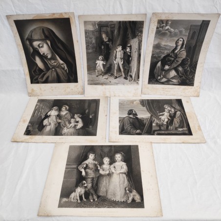 Lotto di 6 stampe incisoni FROM THE PICTURE IN THE ROYAL COLLECTION 23x32 cm