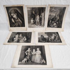 Lotto di 6 stampe incisoni FROM THE PICTURE IN THE ROYAL COLLECTION 23x32 cm 2