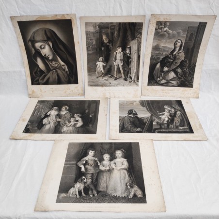Lotto di 6 stampe incisoni FROM THE PICTURE IN THE ROYAL COLLECTION 23x32 cm