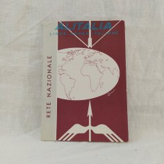 ALITALIA libretto pieghevole mappa linee aeree Rete Nazionale anni 60