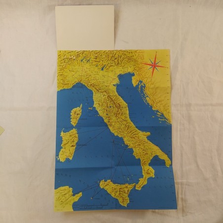 ALITALIA libretto pieghevole mappa linee aeree Rete Nazionale anni 60