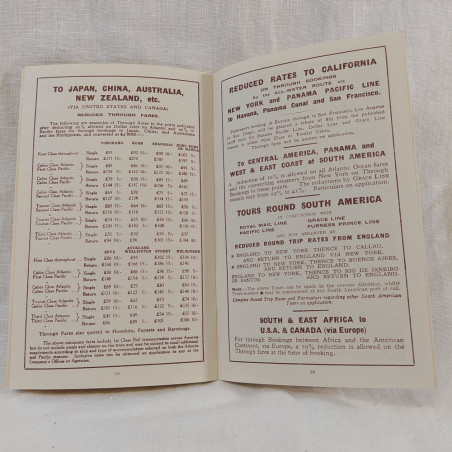 Opuscolo White Star Line Sailing List formato 10x16 cm July 1934
