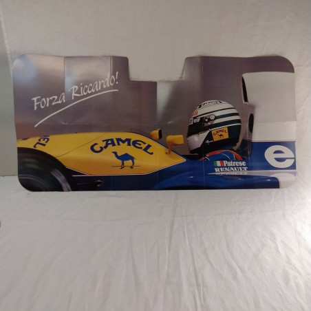 Schermo parasole in cartone con autografo originale Riccardo Patrese