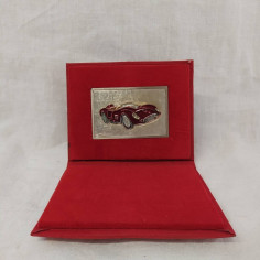 Placca in argento auto sportiva smaltata colore amaranto dimensioni 50x75 mm