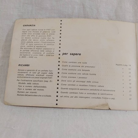 Libretto uso manutenzione FIAT 125 SPECIAL 1971 Buono