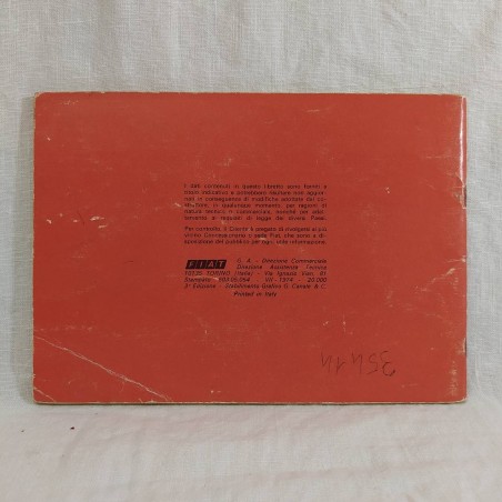 Libretto uso manutenzione FIAT 132 GLS GL  3° edizione 1974 Buono