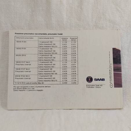 Manuale uso manutenzione SAAB 900 anno 1994 ottimo