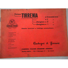 BEDOGNI FERRARI POMPA TIRRENIA LIBRETTO ISTRUZIONI E CATALOGO NOMENCLATURE