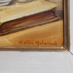 Olio su tela Anna Malmerendi Cantori natura morta con occhiali "I Vetri" 2