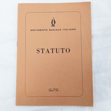 Opuscolo MSI Movimento Sociale Italiano STATUTO 1961 ottimo