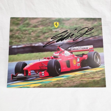 Foto stampata su cartoncino FERRARI autografo originale Eddie Irvine