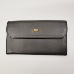 Portafoglio Dupont in pelle nera nuovo 18x10 cm
